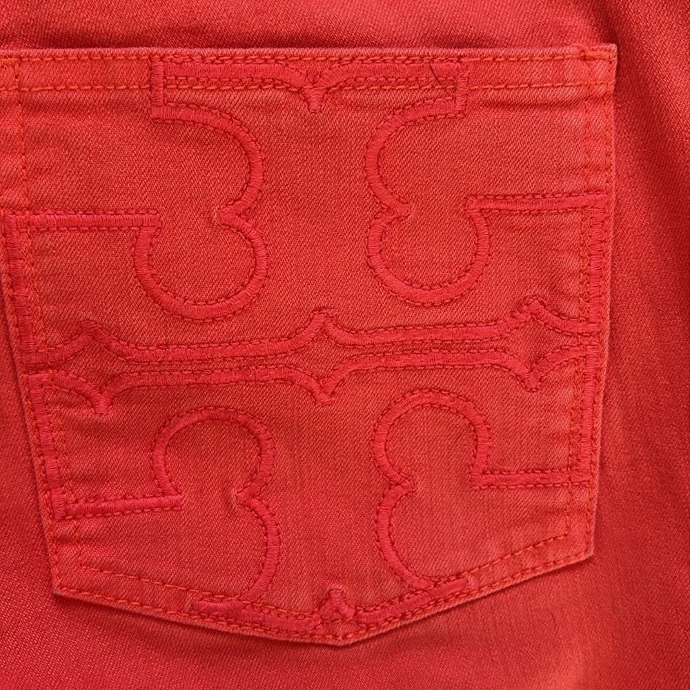 Tory Burch   Jeans  cropped/ankle pants  orange  embroidered back pocket logos
